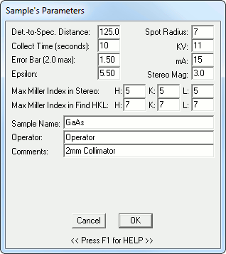 GaAs Sample Parameters